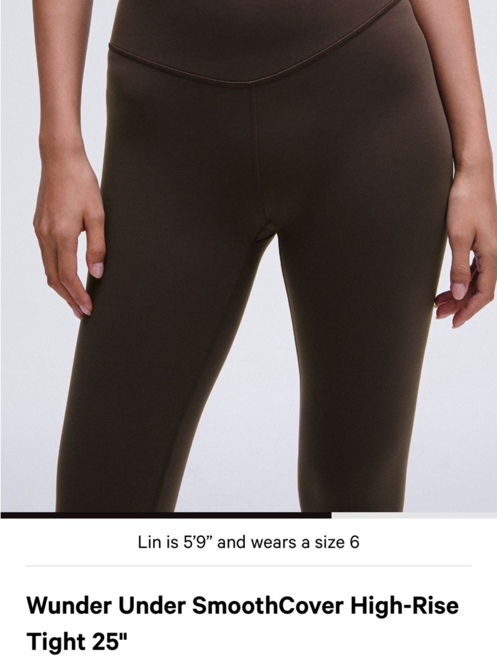 lululemon Wunder Under SmoothCover High-Rise Tight 25" - espresso size 6 - Picture 4 of 9